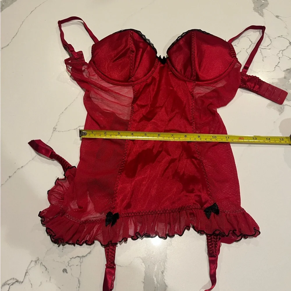Frederick's of Hollywood Corset Garter Straps Size Small Elegant Red Sexy Sheer - Picture 6 of 14